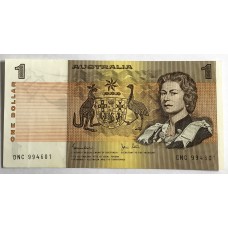 AUSTRALIA 1982 . ONE 1 DOLLAR BANKNOTE . JOHNSTON/STONE